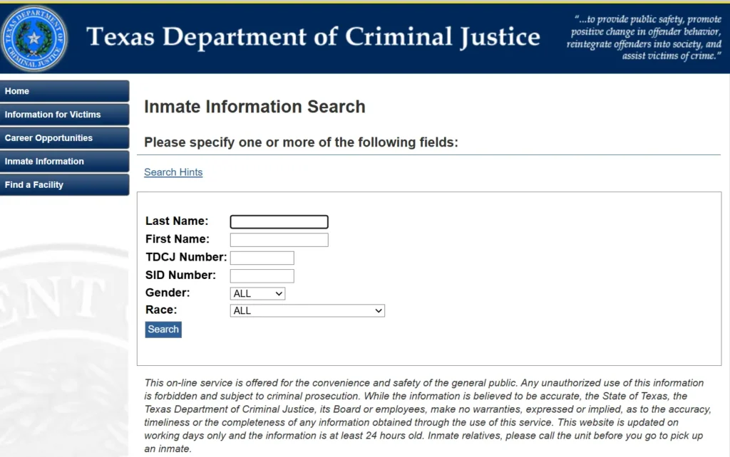 TDCJ Inmate Search